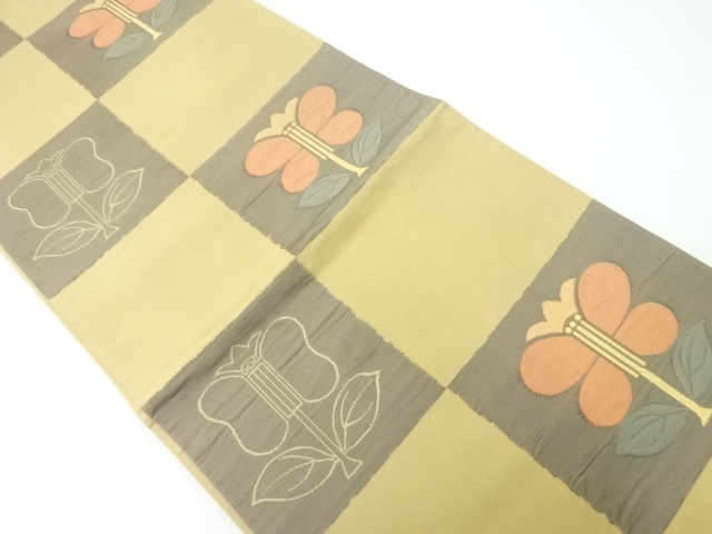 JAPANESE FUKURO OBI / WOVEN CAMELLIA